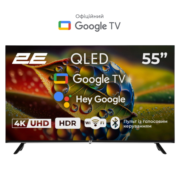 2E Телевізор 55″ QLED 4K 60Hz Smart Google TV Black