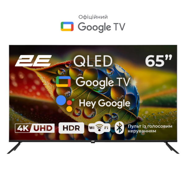 2E Телевізор 65″ QLED 4K 60Hz Smart Google TV Black