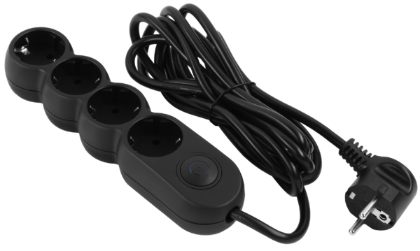 2E Power strip Plus 4хType F, 3х1mm2, 10A, 3m, black