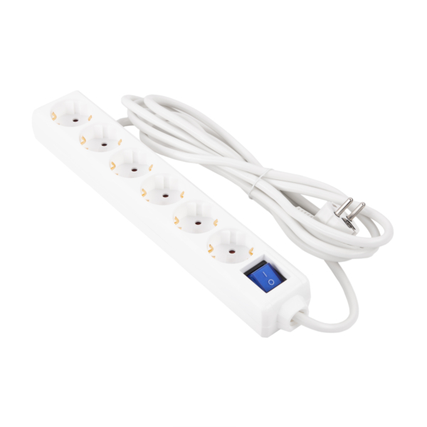 2E Power strip 6хType F, 3х1mm2, 16A, 3m, white