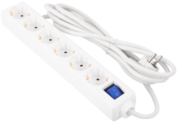 2E Power strip 6хType F, 3х1mm2, 16A, 3m, white