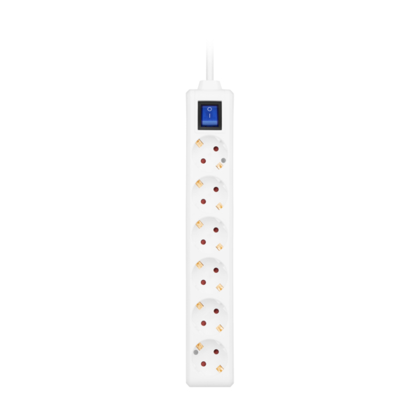 2E Power strip 6хType F, 3х1mm2, 16A, 3m, white