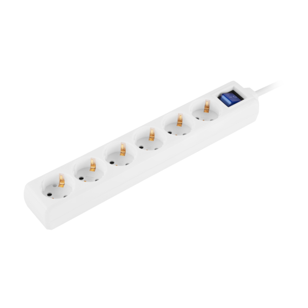 2E Power strip 6хType F, 3х1mm2, 16A, 3m, white