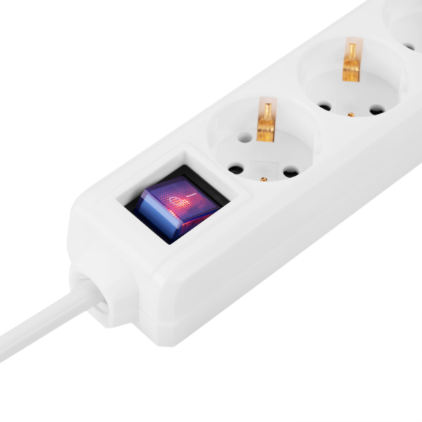 2E Power strip 6хType F, 3х1mm2, 16A, 3m, white