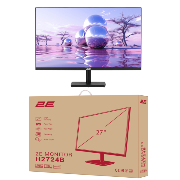 2E Монітор 27″ H2724B D-Sub, HDMI, DP, IPS, 2560×1440, 100Hz, FreeSync