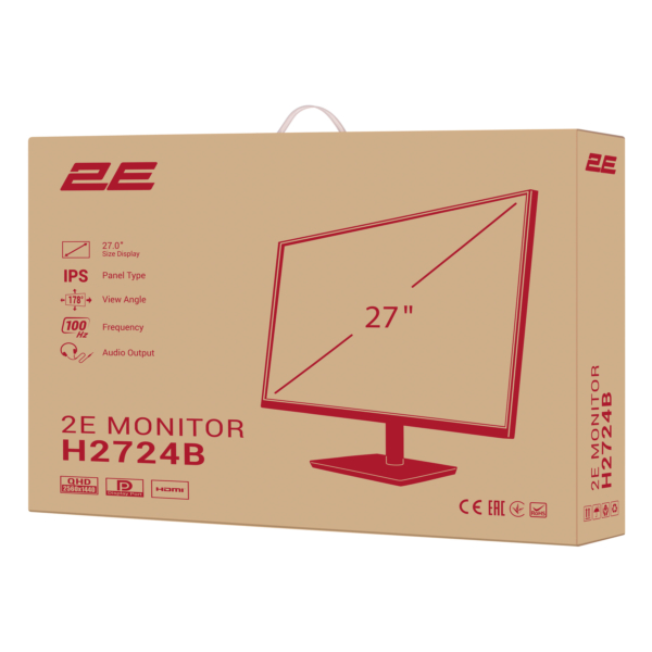 2E Монітор 27″ H2724B D-Sub, HDMI, DP, IPS, 2560×1440, 100Hz, FreeSync