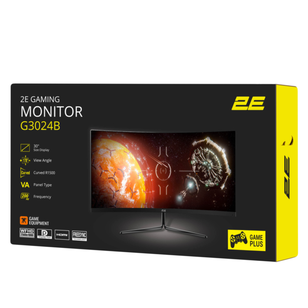 2E Монітор 30″ G3024B 2xHDMI, DP, Audio, VA, 2560×1080, 21:9, 200Hz, 1ms, CURVED, FreeSync