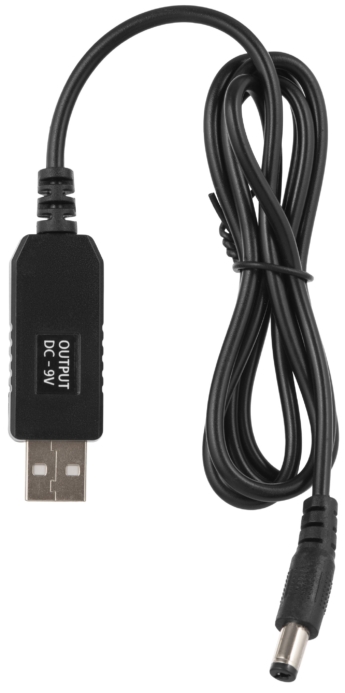 2E Сable USB-A > DC 5.5х2.5mm charge 1m, 9V/1A, black