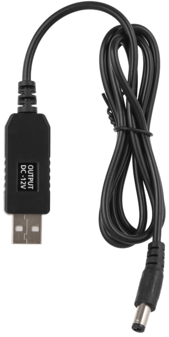 2E Сable USB-A > DC 5.5х2.5mm charge 1m, 12V/1A, black