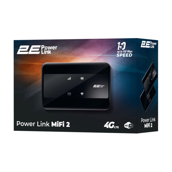 2E Мобільний маршрутизатор PowerLink (MiFi-2) LTE, Wi-Fi4, 1xType-C, 1xCRC9, 2100мА•год чорний