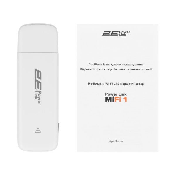 2E Мобільний маршрутизатор PowerLink (MiFi-1 2024) LTE, Wi-Fi4, 1xUSB, 1xCRC9 білий