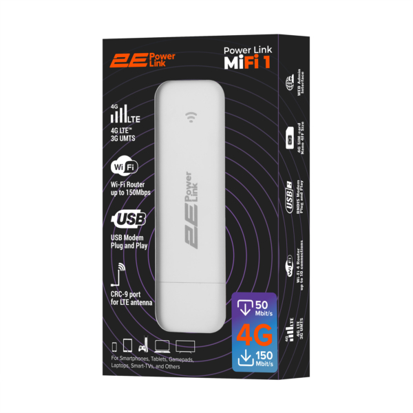 2E Мобільний маршрутизатор PowerLink (MiFi-1 2024) LTE, Wi-Fi4, 1xUSB, 1xCRC9 білий