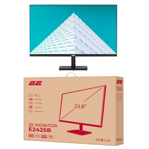 2E Монітор 23.8″ E2425B D-Sub, HDMI, VA, 100Hz, FreeSync
