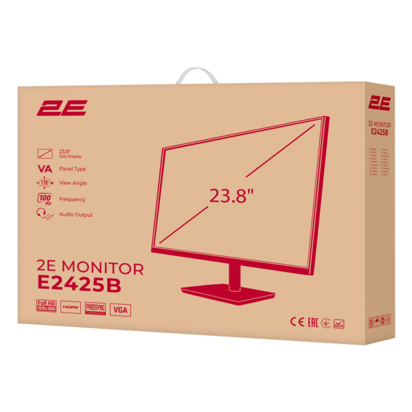 2E Монітор 23.8″ E2425B D-Sub, HDMI, VA, 100Hz, FreeSync