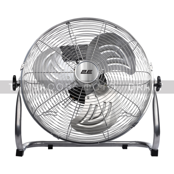 2E Floor fan professional, 45cm, 100W, buttons, motor 100% copper, silver