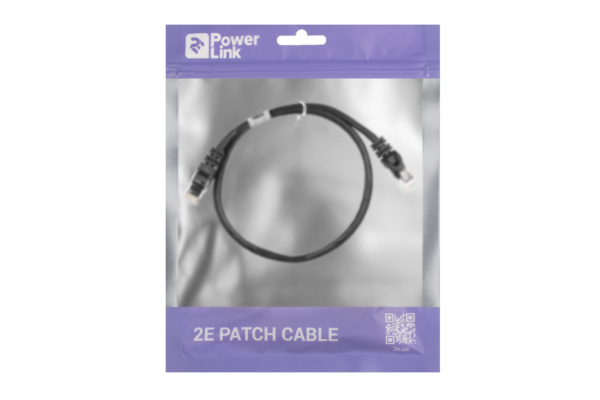 Patch Cable 2E Cat 5e, UTP, RJ45, 26AWG, 7/0.16 CCA, 0.50m, PVC, Black