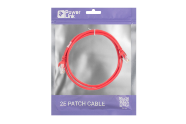 2E Патч-корд САТ 5e, UTP, 1м, 26AWG, RJ45, 7/0.16, CCA, PVC, червоний