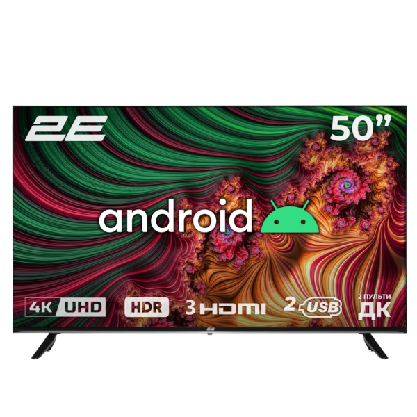 2E Телевізор 50″ LED 4K 60Hz Smart Android Black