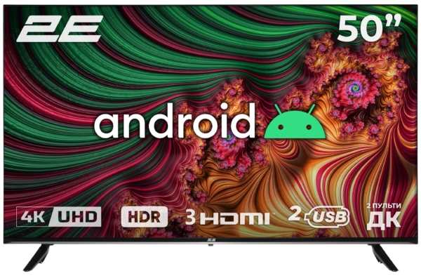 2E Телевізор 50″ LED 4K 60Hz Smart Android Black
