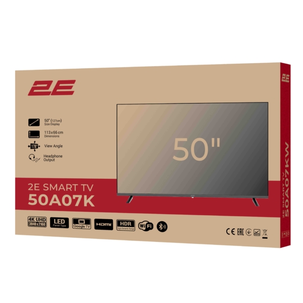 2E Телевізор 50″ LED 4K 60Hz Smart Android Black