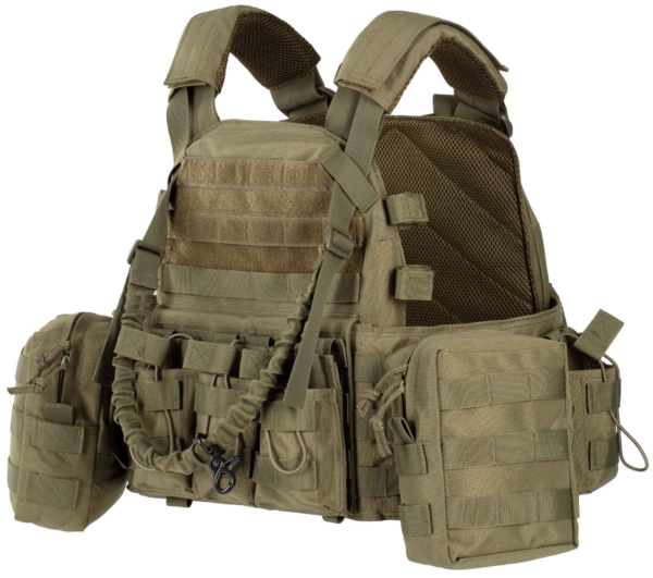 2E Tactical Плитоноска, Тип 1, з кишенями для бічного захисту і підсумками, Молле, зелена
