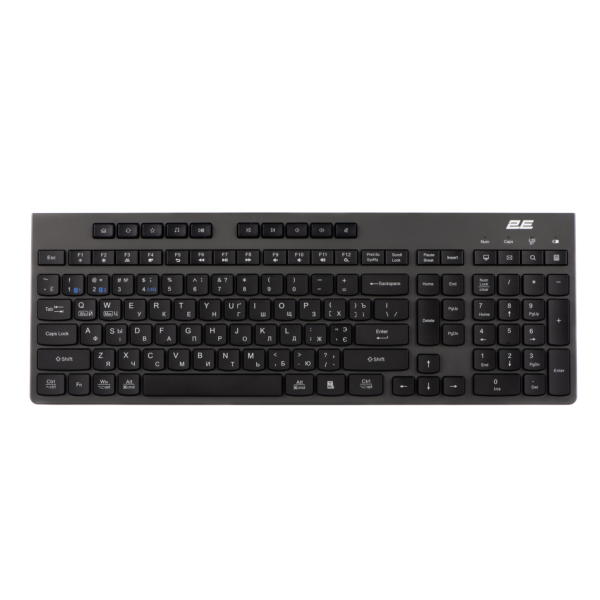 2E Клавиатура мембранная KS280 120key, WL/BT, EN/UK/RU, silent, чёрно-серая