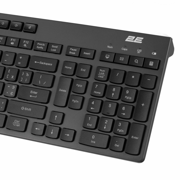 2E Клавиатура мембранная KS280 120key, WL/BT, EN/UK/RU, silent, чёрно-серая
