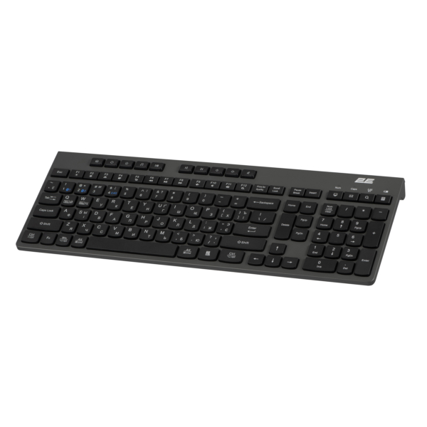 2E Клавиатура мембранная KS280 120key, WL/BT, EN/UK/RU, silent, чёрно-серая