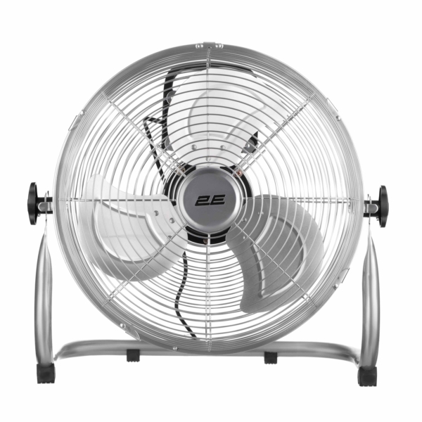 2E Floor fan professional, 35cm, 65W, buttons, motor 100% copper, silver