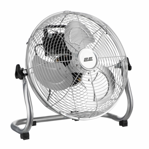 2E Floor fan professional, 35cm, 65W, buttons, motor 100% copper, silver