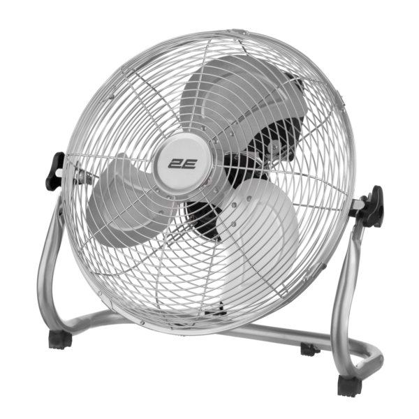 2E Floor fan professional, 35cm, 65W, buttons, motor 100% copper, silver