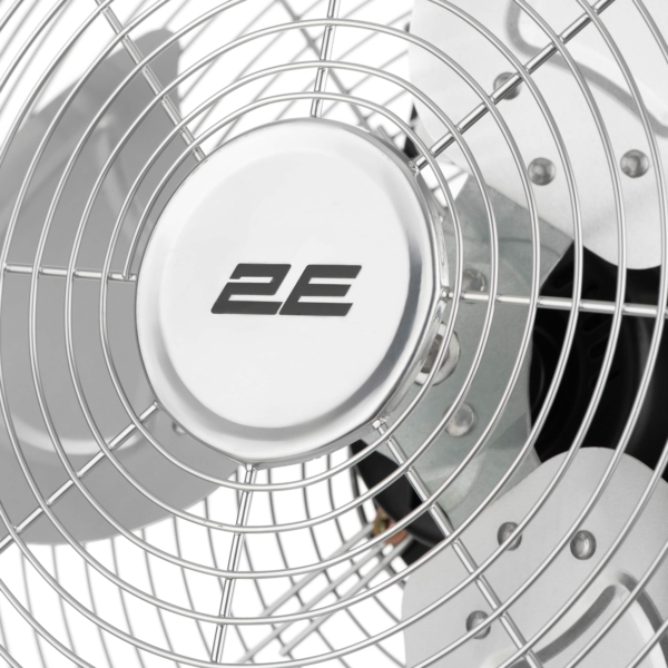 2E Floor fan professional, 35cm, 65W, buttons, motor 100% copper, silver